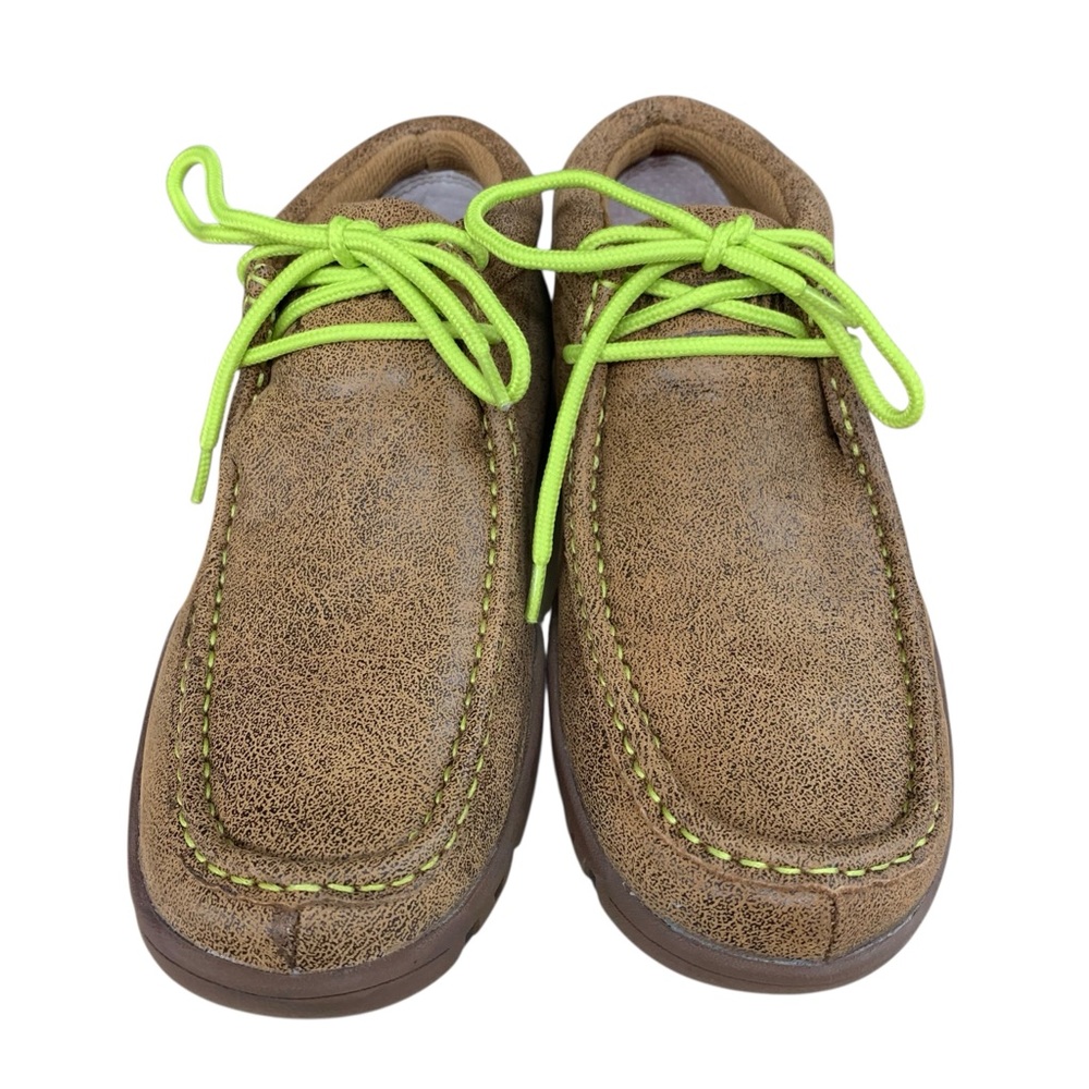 FERRINI Brown Leather Moccasin Shoes‎ with Neon Laces – Size 7.5B